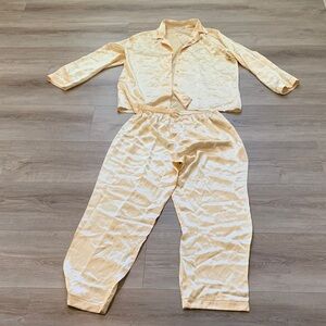 New with tags 100% silk Cream Satin Pajama Set, Gold color Size L
